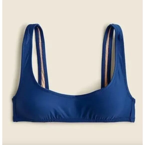J. Crew | NWT | Heritage scoopneck bikini top in Blue | Sz M - Picture 1 of 8